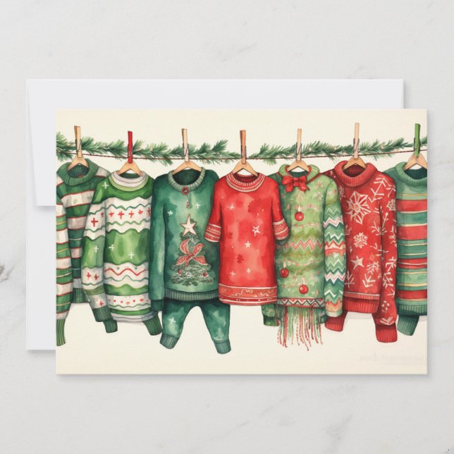 Cartes Pour Fêtes Annuelles Sweaters de vacances Whimsical à l'écran (Devant)