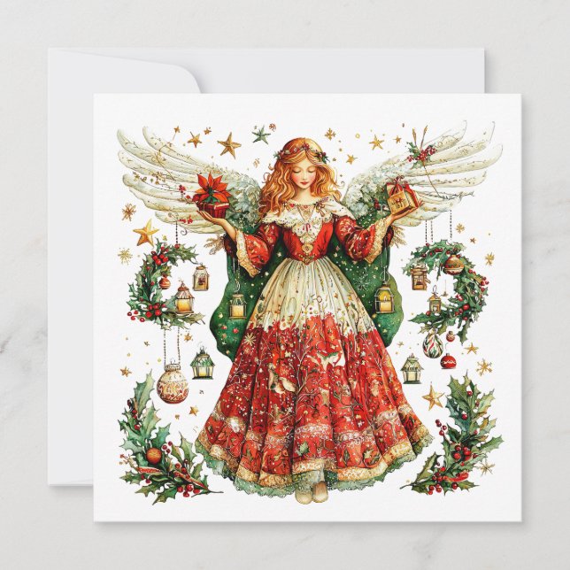 Cartes Pour Fêtes Annuelles Sweet Angel with Christmas gifts (Devant)