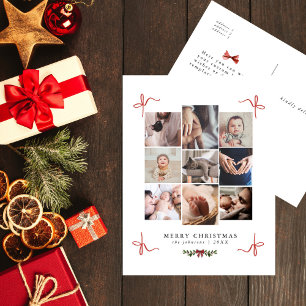 Cartes Pour Fêtes Annuelles Sweet Doodle Bows Chic Photo Collage Noël