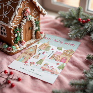 Cartes Pour Fêtes Annuelles Sweet Holiday Wings Gingerbread Candy Town