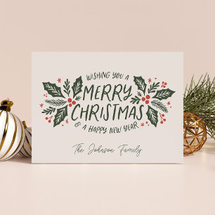 Cartes Pour Fêtes Annuelles Sweet Holly Berry Vintage Noël non photo