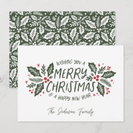 Cartes Pour Fêtes Annuelles Sweet Holly Green Festive de Noël
