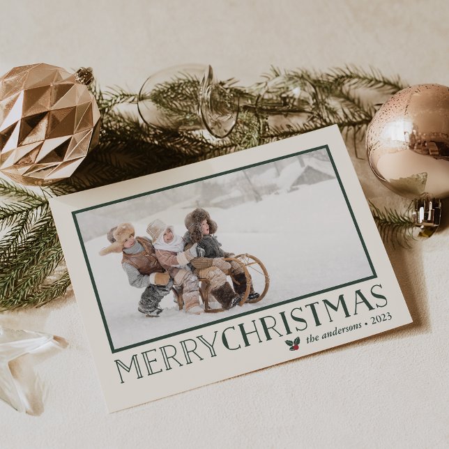 Cartes Pour Fêtes Annuelles Sweet Holly | Joyeuse photo de Noël (Créateur téléchargé)