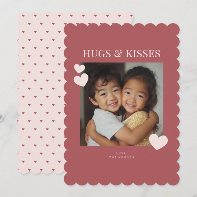 Cartes Pour Fêtes Annuelles Sweet Hugs and Kisses Heart Photo (Devant / Derrière)