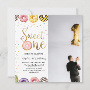 Cartes Pour Fêtes Annuelles Sweet One First Birthday Invitation, Donut 1er