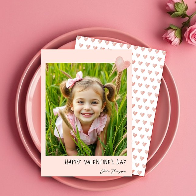 Cartes Pour Fêtes Annuelles Sweet Valentine Coeur rose peint à la main (Créateur téléchargé)