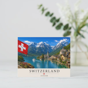 Cartes Pour Fêtes Annuelles Switzerland Zurich Travel Poster   Scenic Alpine 