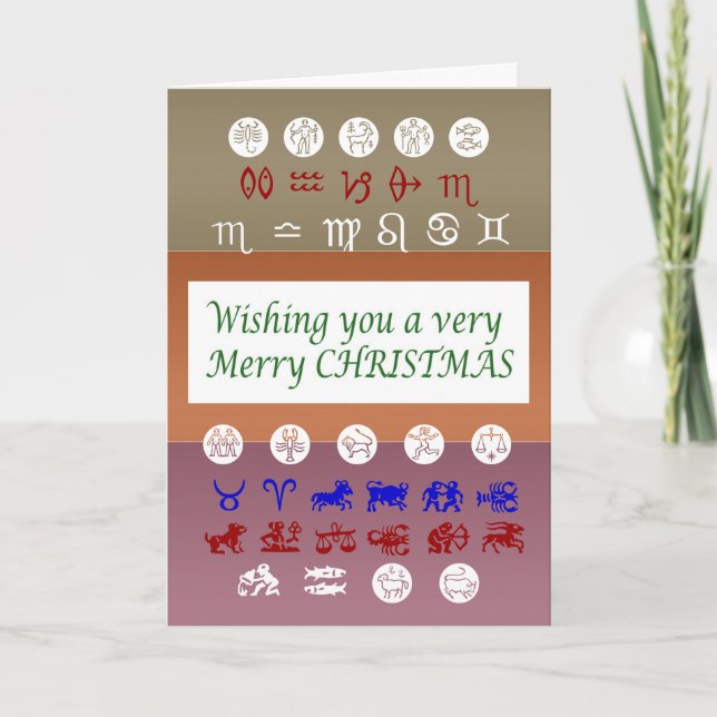 Cartes Pour Fêtes Annuelles Symbole d'astrologie zodiaque : Joyeux Noël (Devant)