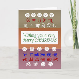 Cartes Pour Fêtes Annuelles Symbole d'astrologie zodiaque : Joyeux Noël
