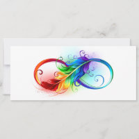 Symbole d'infini avec plume arc-en-ciel
