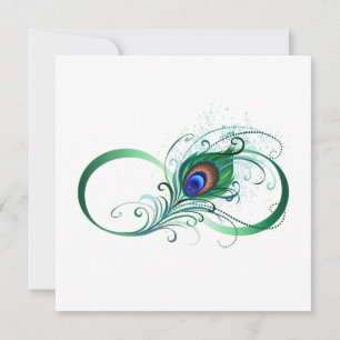 Cartes Pour Fêtes Annuelles Symbole d'infini avec plume de paon