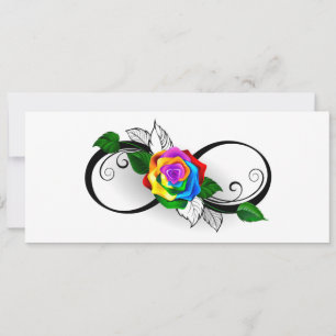 Cartes Pour Fêtes Annuelles Symbole d'infini avec Rose arc-en-ciel