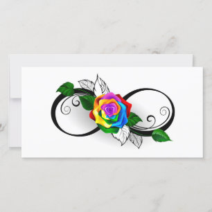 Cartes Pour Fêtes Annuelles Symbole d'infini avec Rose arc-en-ciel