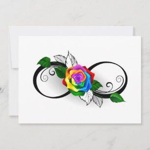 Cartes Pour Fêtes Annuelles Symbole d'infini avec Rose arc-en-ciel