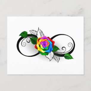 Cartes Pour Fêtes Annuelles Symbole d'infini avec Rose arc-en-ciel