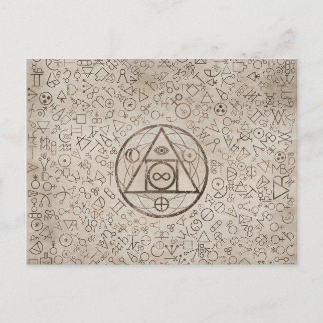 Cartes Pour Fêtes Annuelles Symbole en pierre du philosophe motif alchimique 3 (Devant)