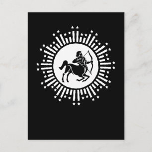 Cartes Pour Fêtes Annuelles Symbole zodiaque Sagittarius avec Starburst