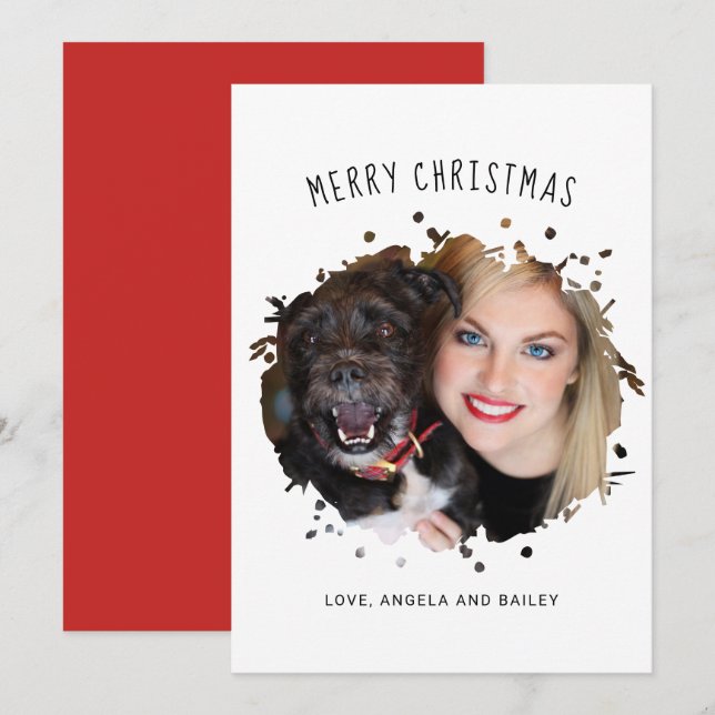 Cartes Pour Fêtes Annuelles Sympa Personnalisé Pet Splash Photo Noël (Devant / Derrière)