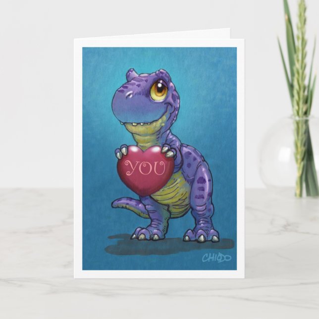 Cartes Pour Fêtes Annuelles T-Rex Valentine (Devant)