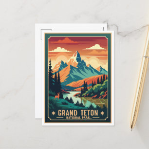 Cartes Pour Fêtes Annuelles T-shirt de randonnée Retro Grand Teton