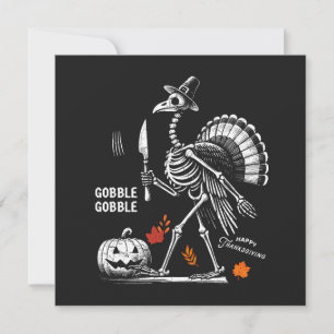 Cartes Pour Fêtes Annuelles T-Shirt Squelette de Dinde Gobble Gobble