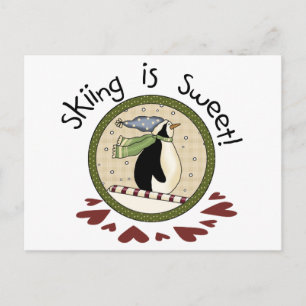Cartes Pour Fêtes Annuelles T-shirts et cadeaux de vacances Skiing Penguin