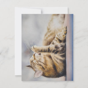 Cartes Pour Fêtes Annuelles Tabby Cat Keeping Clean Dans Les Aquarelles