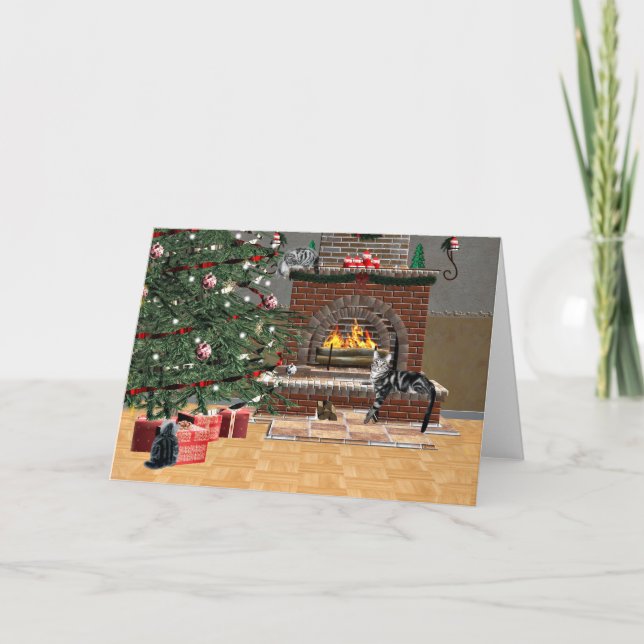 Cartes Pour Fêtes Annuelles Tabby cat Noël (Devant)