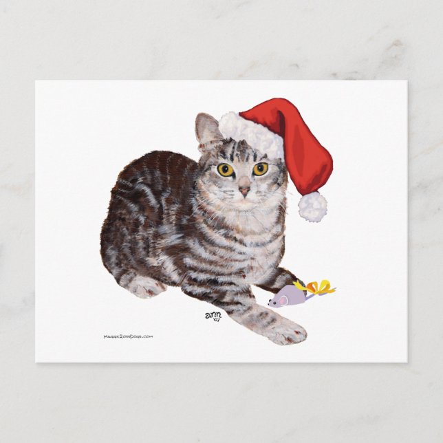 Cartes Pour Fêtes Annuelles Tabby Chat américain Shorthair - Noël (Devant)