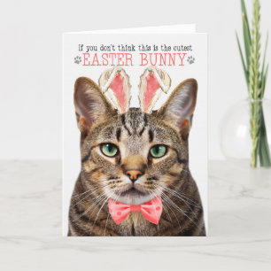 Cartes Pour Fêtes Annuelles Tabby Chat Brown à Bunny Oreilles pour Pâques