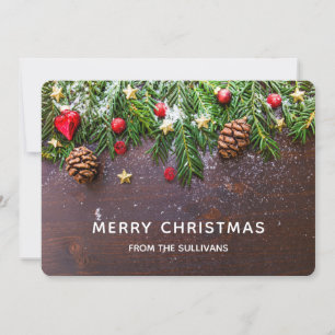 Cartes Pour Fêtes Annuelles Table de Noël rustique avec pin et neige