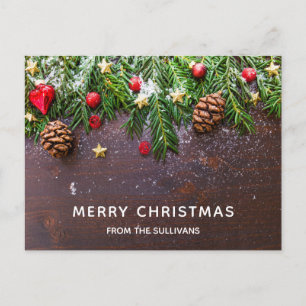 Cartes Pour Fêtes Annuelles Table de Noël rustique avec Pine & Snow Holiday