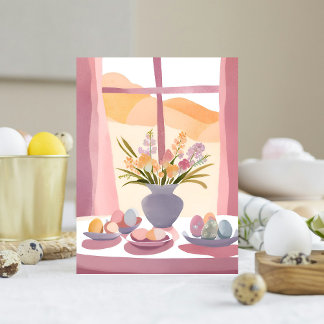 Cartes Pour Fêtes Annuelles Table de Pâques | Bouquet Floral Aquarelle Faite M