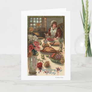 Cartes Pour Fêtes Annuelles Table d'une femme pèlerine