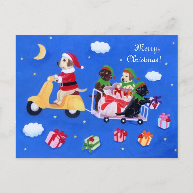 Cartes Pour Fêtes Annuelles Tableau de livraison de Noël Labrador (Devant)