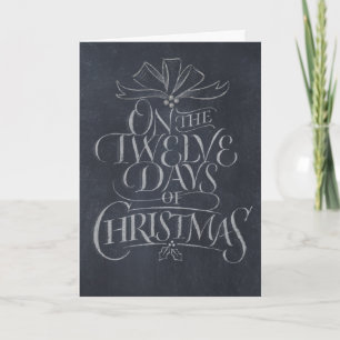 Cartes Pour Fêtes Annuelles Tableau noir 12 Jours de Noël Craie Calligraphie