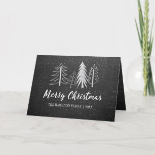 Cartes Pour Fêtes Annuelles Tableau noir Arbres neigeux de Noël non photo