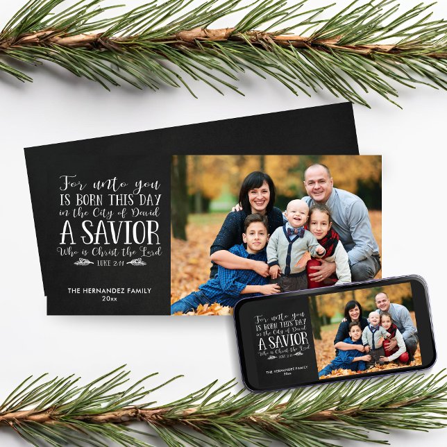 Cartes Pour Fêtes Annuelles Tableau noir Noël Bible Verse photo de vacances (Chalkboard Christmas Bible Verse Holiday Photo Card)