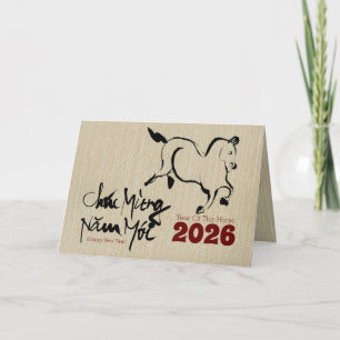 Cartes Pour Fêtes Annuelles Tableau original Cheval Nouvel An vietnamien 2026