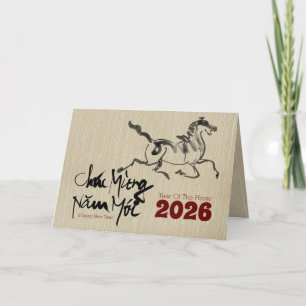 Cartes Pour Fêtes Annuelles Tableau original Cheval Nouvel An vietnamien 2026