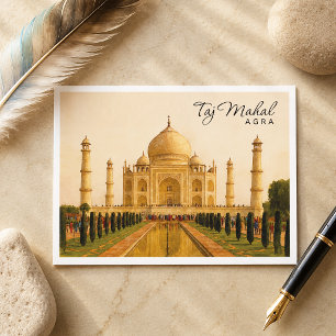 Cartes Pour Fêtes Annuelles Taj Mahal Agra Inde Aquarelle Voyage