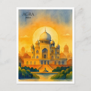 Cartes Pour Fêtes Annuelles Taj Mahal Inde Aquarelle Souvenir