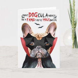Cartes Pour Fêtes Annuelles Tan Frenchie Chien Nombre DOGcula Drôle Halloween