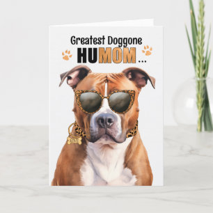 Cartes Pour Fêtes Annuelles Tan Pit Bull Dog Greatest HuMOM Fête des Mères
