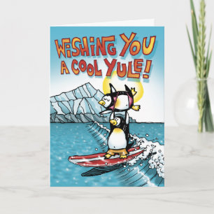 Cartes Pour Fêtes Annuelles Tandem frais de Noël surfant les pingouins