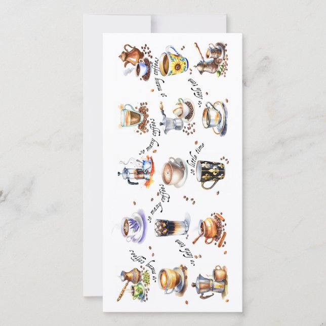 Cartes Pour Fêtes Annuelles Tant de cafés, si peu de temps (Devant)