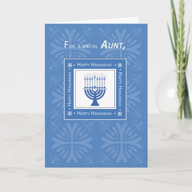 Cartes Pour Fêtes Annuelles Tante Hanoukka Wishes Blue Menorah (Devant)