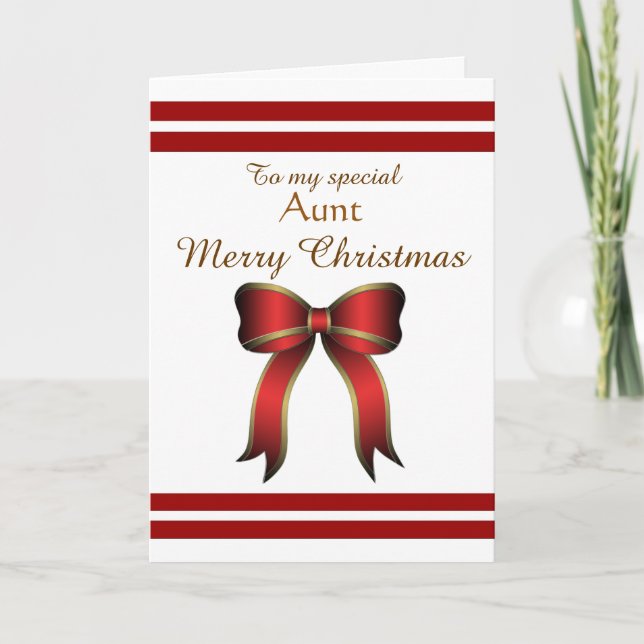 Cartes Pour Fêtes Annuelles Tante/Joyeux Noël - rouge/arc d'or (Devant)