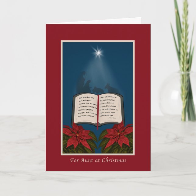Cartes Pour Fêtes Annuelles Tante, Open Bible Message de Noël (Devant)