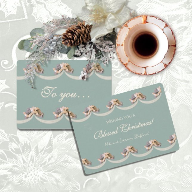 Cartes Pour Fêtes Annuelles Tapisserie florale victorienne Blessing Holiday Ca (Créateur téléchargé)